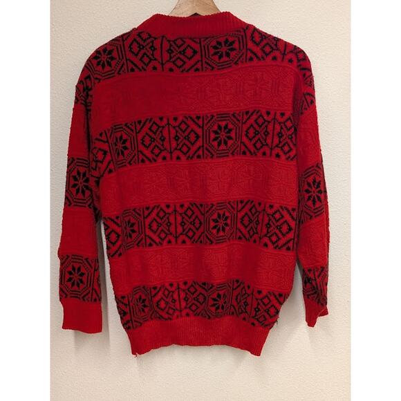 1980s American Pride red and Black Winter Sweater - Picture 3 of 3